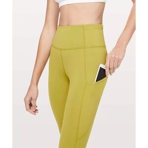 Lululemon Fast Free Tight II 25" Womens Size 2 *Non-Reflective Nulux Golden Lime